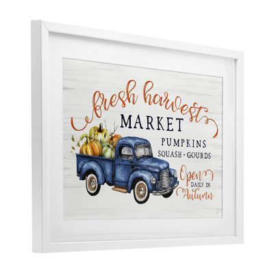 «Fresh Harvest Market», reproduction sous verre ouverte encadrée, design par Lux + Me Designs