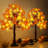 2 Pack 24 Inch Prelit Fall Maple Tree Thanksgiving Decorations With 48 LED Lights