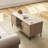 Elegant Veener Weaving Design Coffee Table With 4 Sliding Door, Wooden Center Rectangular Table With Symmetrical Design Storage Cabinet