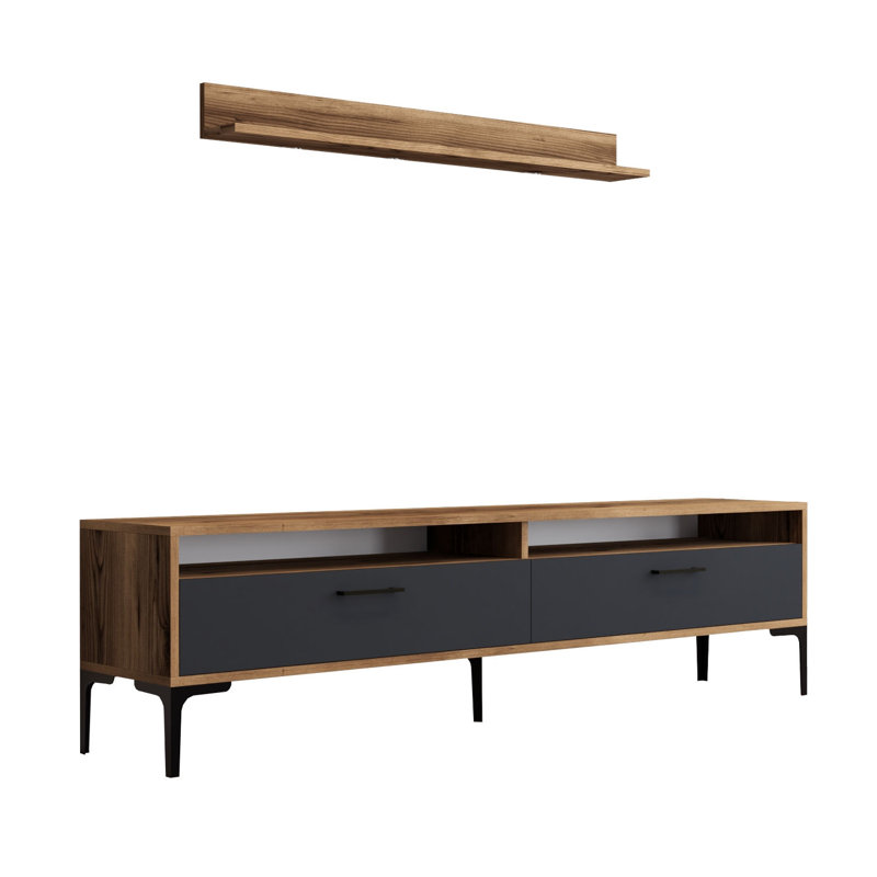 Deise Unfinished TV Stand for TVs up to 48", Walnut/Antracite