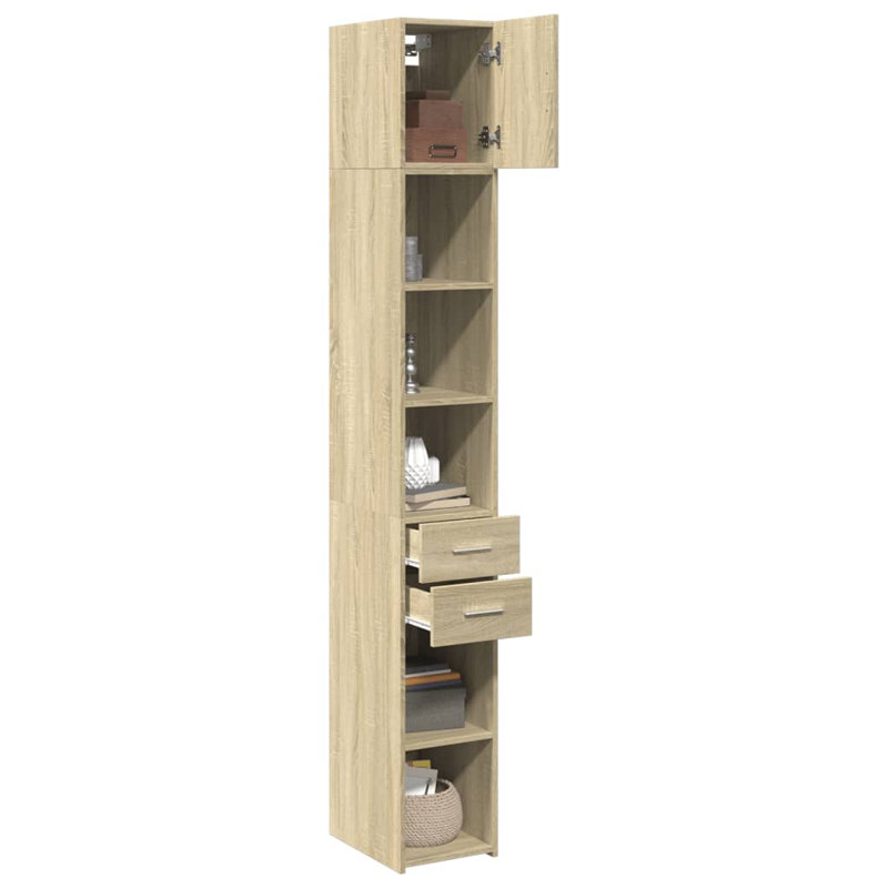 Ronisha 225cm H x 30cm W Bookcase, Sonoma Oak