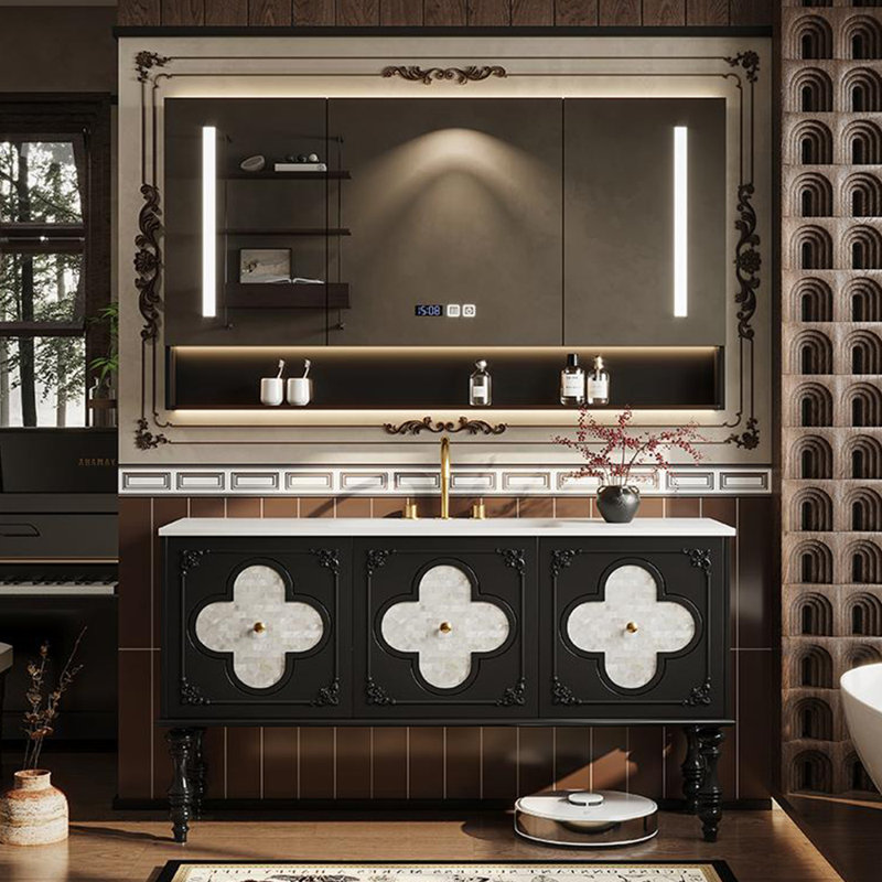 American-style fashionable bathroom cabinet, Black, 51"