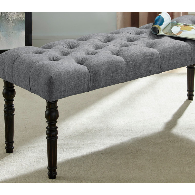 Banc de salle à manger capitonné en tissu Leviton, Gris, Noir