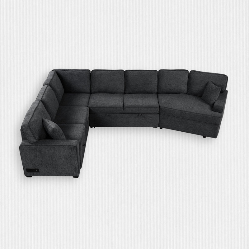 Canapé modulaire 4 pièces rembourré, Chenille noir