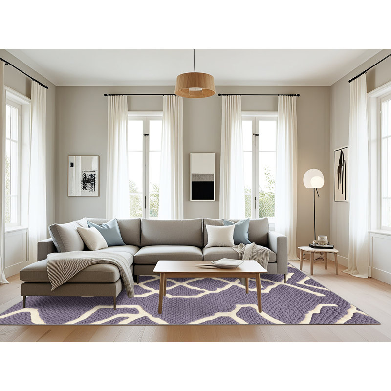 Tapis mauve lavable à la machine, Rectangulaire 8 pi x 12 pi
