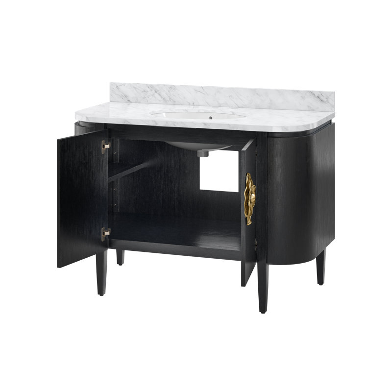 Briallen White 48" Vanity with Undermount Sink, Caviar Black