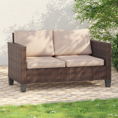 Outdoor PE Rattan Loveseat Sofa