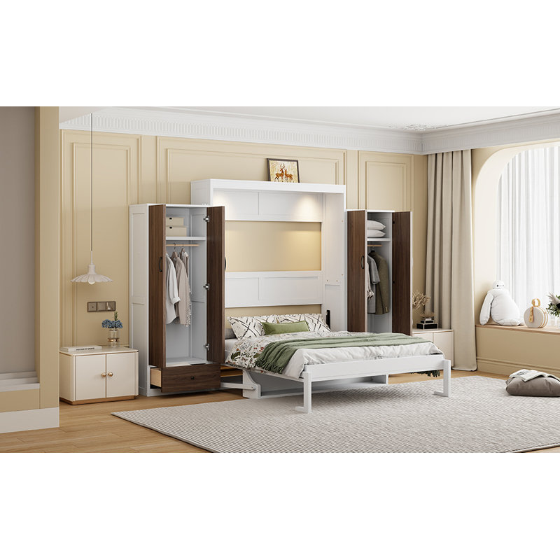 Lit escamotable Murphy avec placard et tiroirs, Lit double
