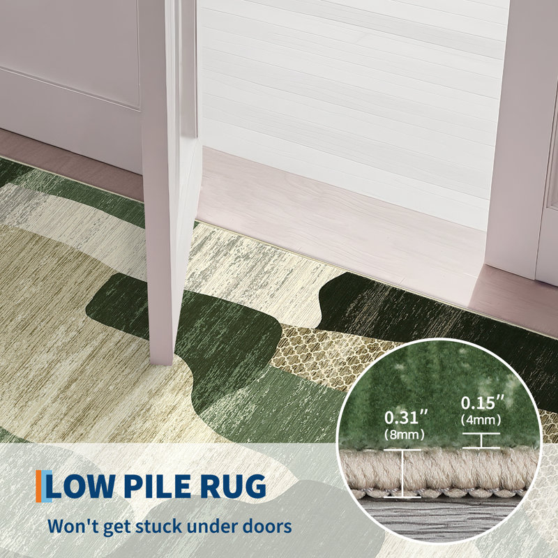 Tapis antidérapant et lavable Patchwork, Vert, 8 x 10 pi
