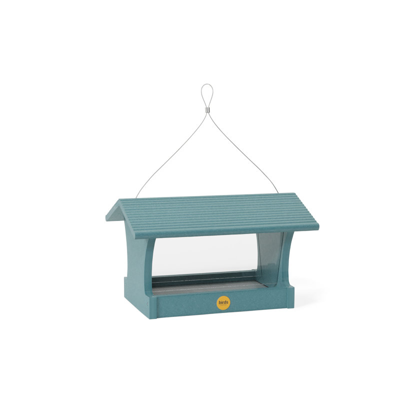 Mangeoire à oiseaux en plastique recyclé, Bleu lac, H 8 po x l 7,5 po x P 8,75 po