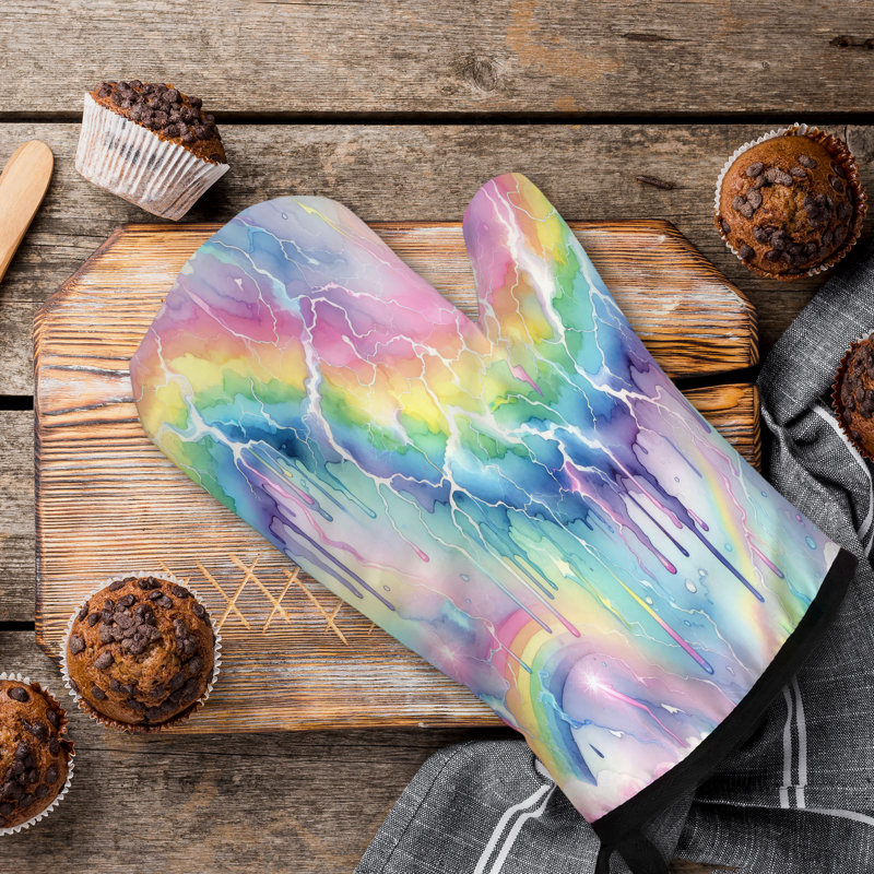 Sergé en coton Neon Rainbow Glow