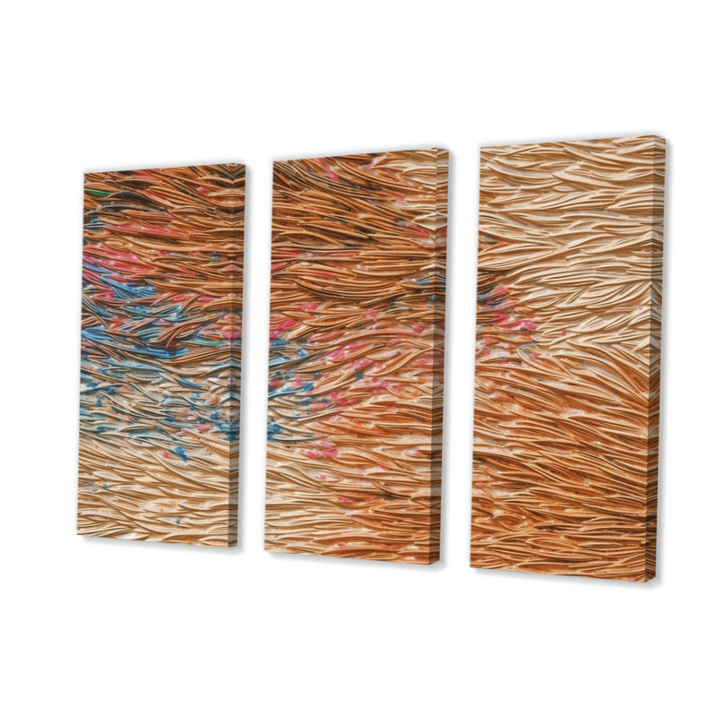 «Terracotta Bliss Texture Abstract», reproduction sur toile 3 pièces, H 40 po x l 60 po x P 1 po