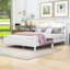 Lit plateforme en bois avec tête de lit et lattes robustes, design rétro-290808484-290808482