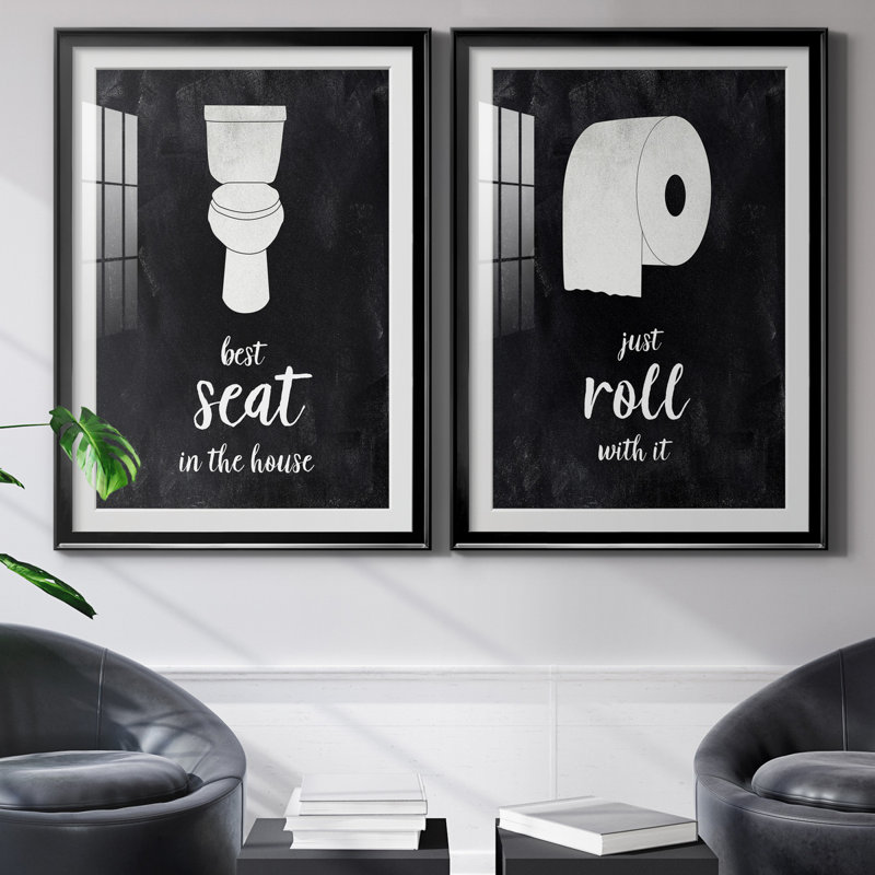 «Best Seat», ensemble de 2 reproductions d'art textuel, Impression encadrée avec passe-partout, H 30,5 po x l 85 po