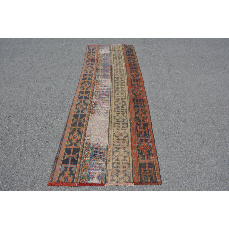 Tapis de couloir 2,8 x 8,7 pi, tapis rétro, tapis de décoration intérieure, tapis Boho, tapis beige tissé à la main, tapis turcs