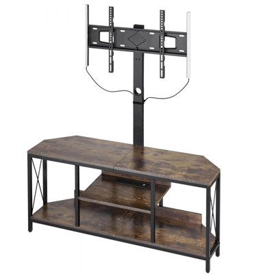 45" TV Stand with Mount for up to 75 in TVs, Entertainment Centre with Power Outlet & LED Lights, Height Adjustable TV Console with Mount with 3 Tiers Storage Cabinets for Bedroom, Living Room