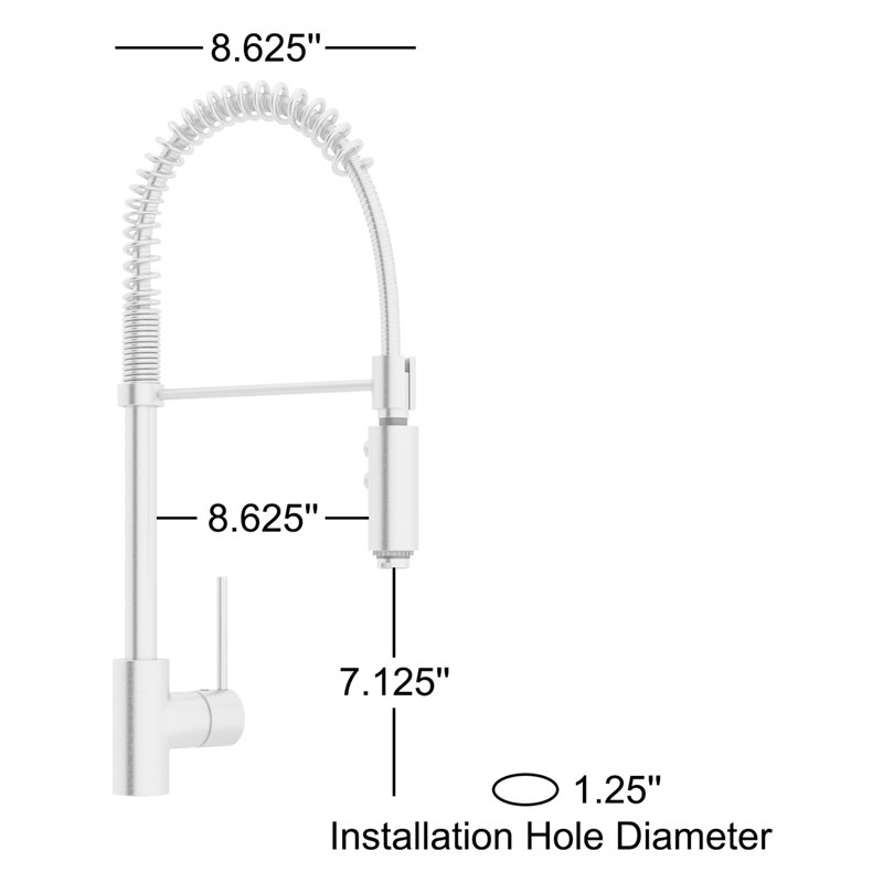 Pirellone Pull-Down Kitchen Faucet, Satin Nickel