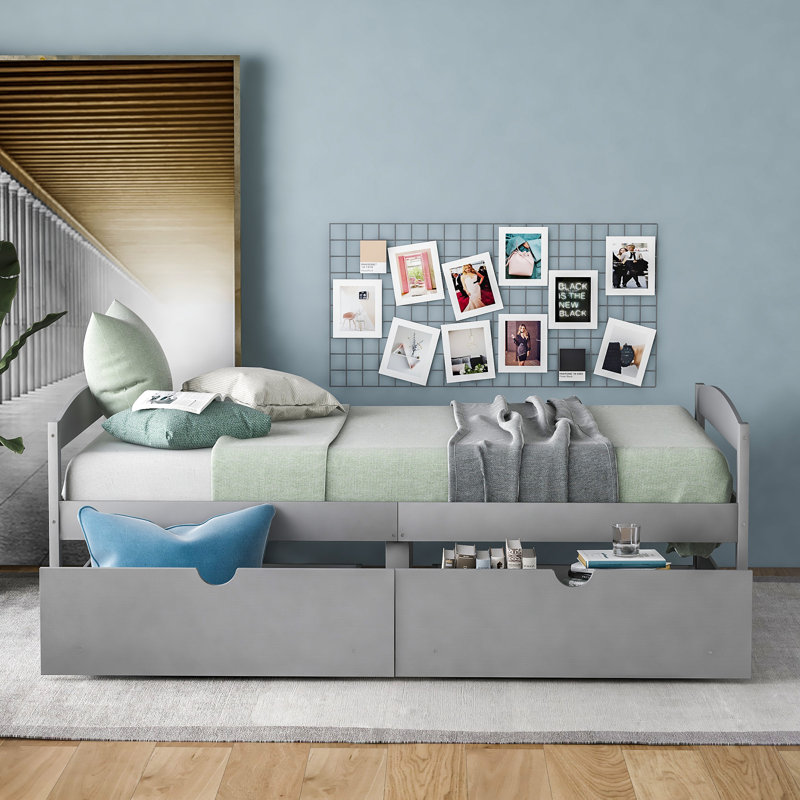 Platform Storage Bed, Gray