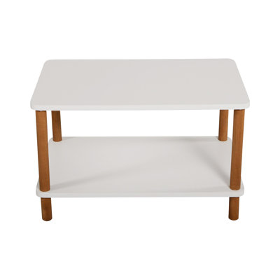 InterGo Wooden Living Room Tables - Coffee Table with Storage, Modern Center Table, Bonnetsville Living Room Furniture with Newspaper and Book Space (White)