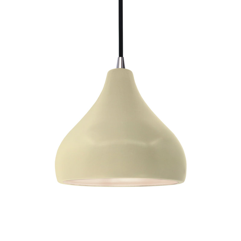 Luminaire suspendu à 1 lumière Meydan, H 7,25 po x l 8 po x P 8 po, Vanille lustrée, Gris brillant / noir nickel