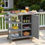 Îlot de cuisine extérieur pliable avec roulettes verrouillables, armoire de rangement et porte-serviettes-125435928