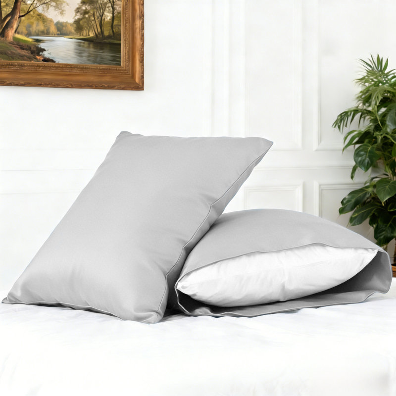220-Thread Count Cotton Blend Sateen Soft Smooth Pillowcase Set - Basics by Wayfair™, Light Gray, King Pillowcase