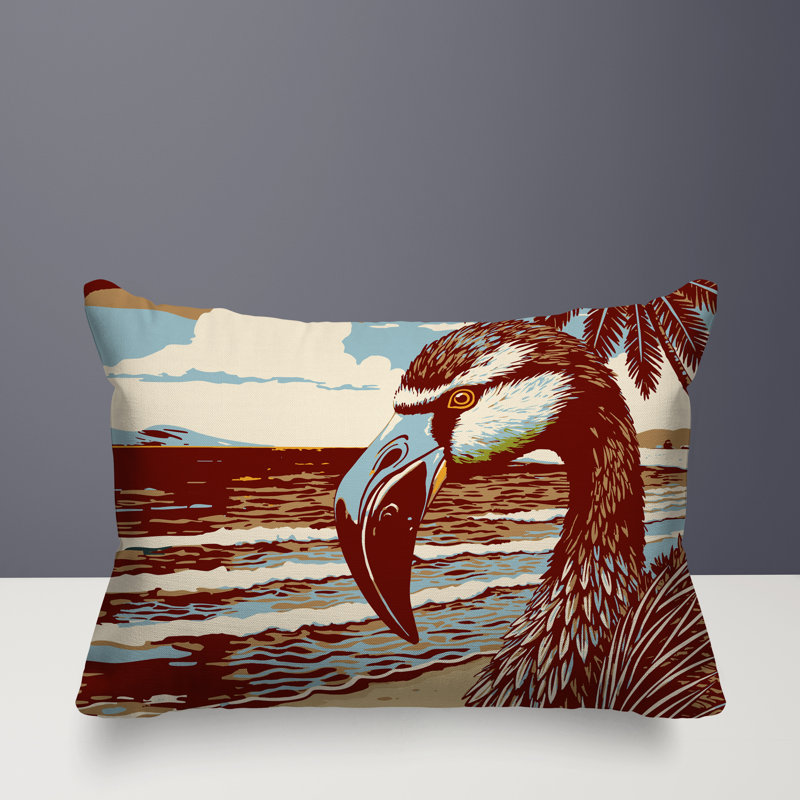 Oreiller rectangulaire réversible intérieur / extérieur Sabbi Flamingo, Rouge, Rectangle H 18 po x l 25 po