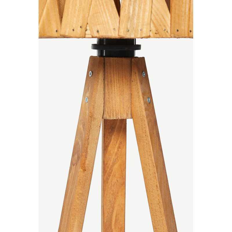 Lampe trépied en bois massif Sion, Teck naturel