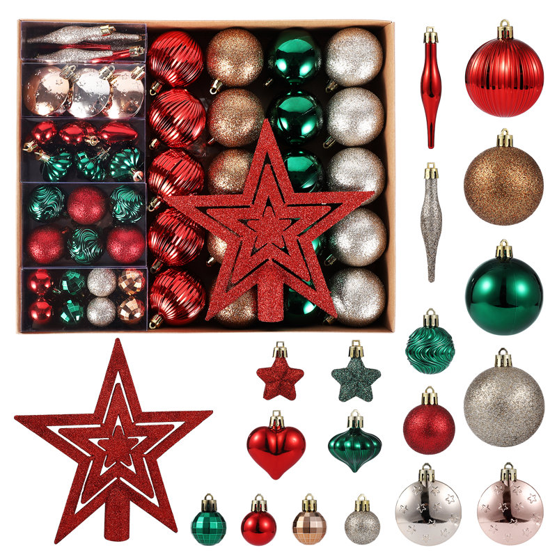 72 pièces de boules de Noël décoratives, boules de Noël suspendues, décorations d'arbre de Noël pour les fêtes, Vert