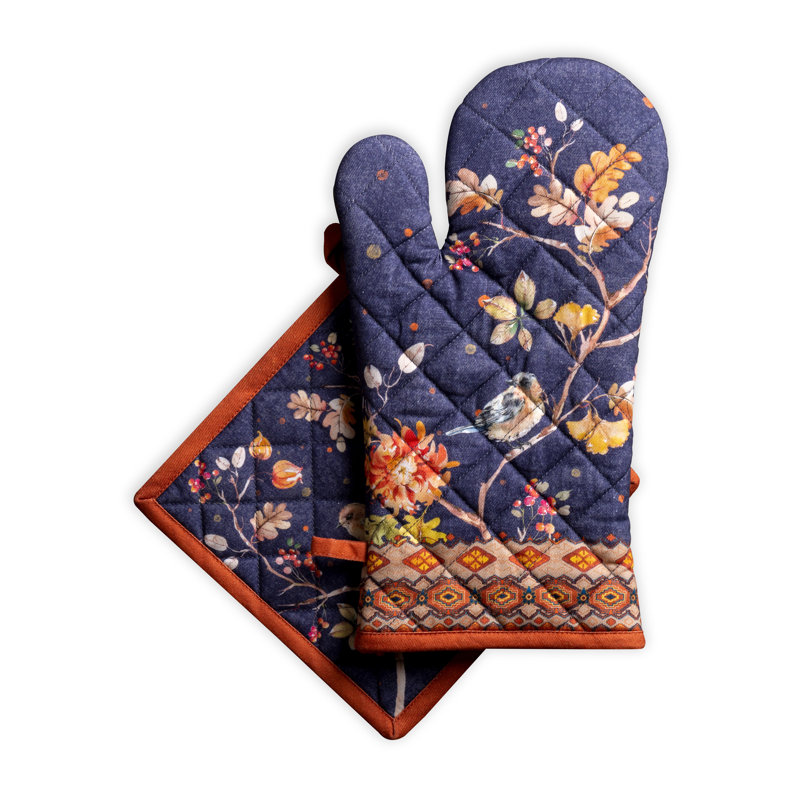 Maison D' Hermine Floral Cotton Potholder & Oven Mitt Set