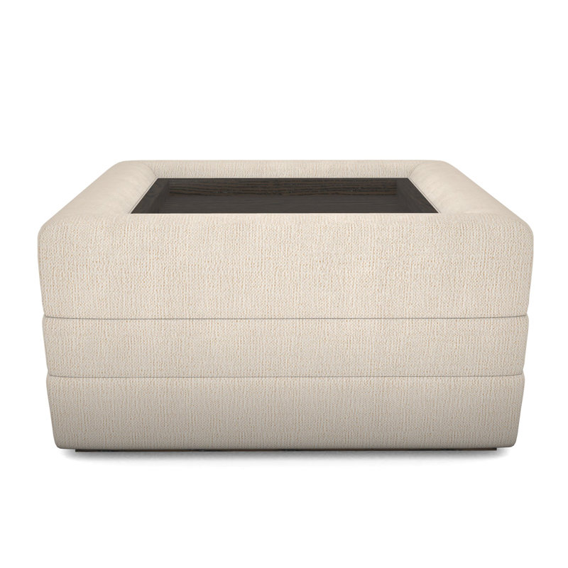 Boyden Ottoman with Wood Tray, Nomad Sand, Havana