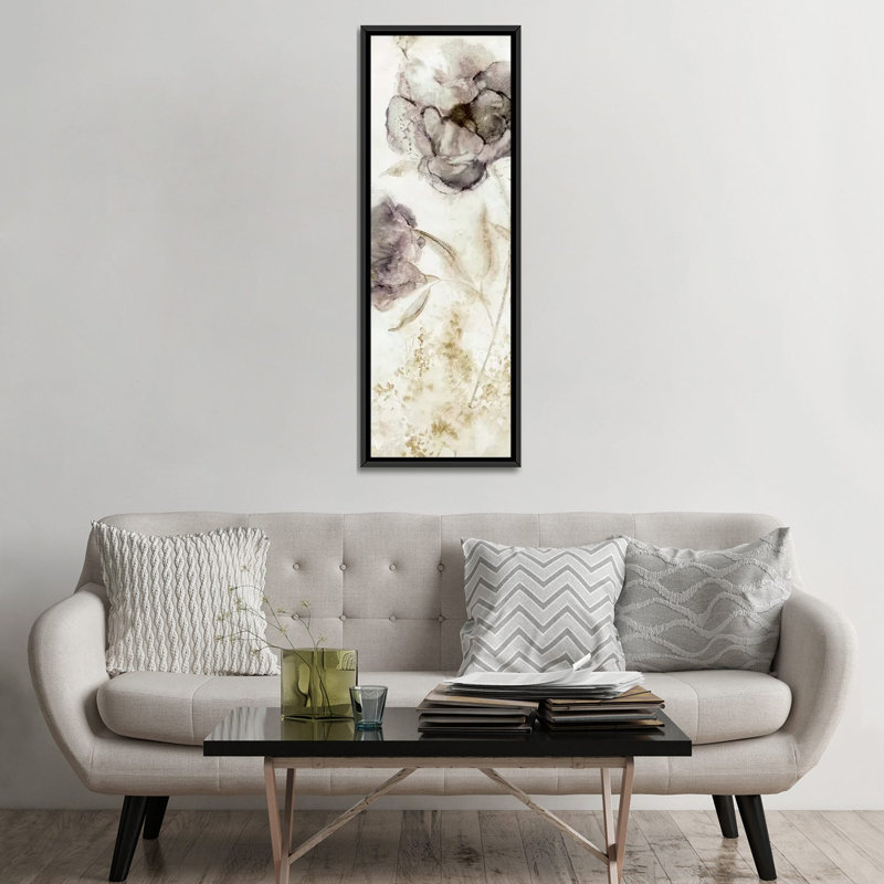 «Dawn Peony», reproduction sur toile, H 60 po x l 20 po x P 1,5 po, Toile avec cadre noir