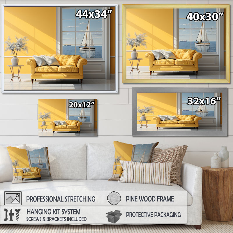 Bord de mer côtier - Décoration murale plage et océan, Cadre naturel flottant, H 30 po x l 40 po x P 1,5 po