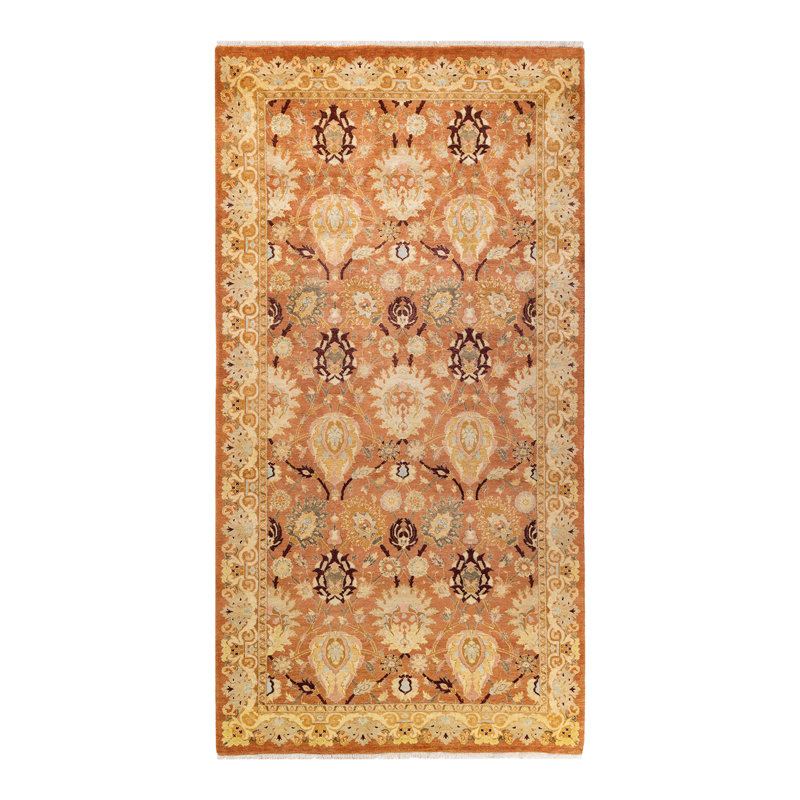 Bronze Eclectic Floral Hand-Knotted Wool Area Rug 12' x 9'