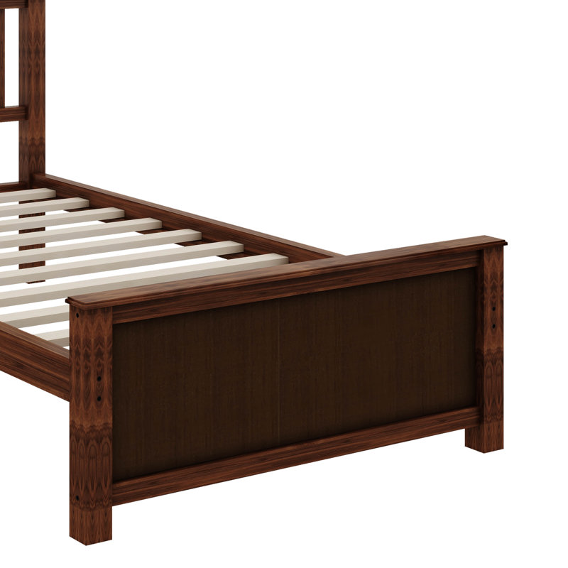 Lit plateforme simple en bois avec tête de lit, Noyer