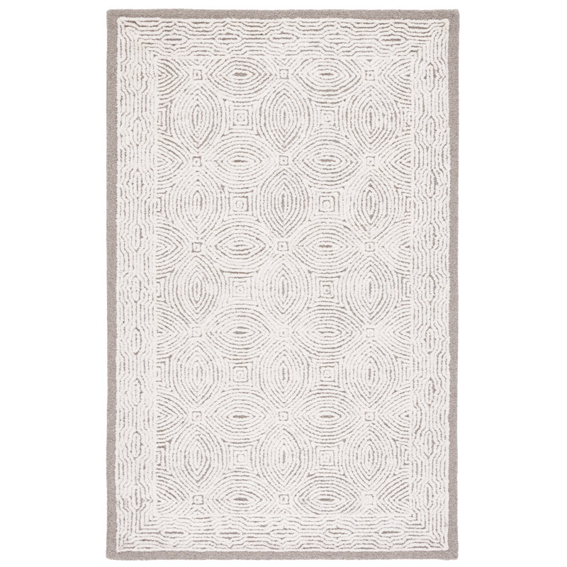 Reinhild Hand Tufted 0.8 Wool 0.2 Cotton Geometric Rug, Rectangle 6' x 9'