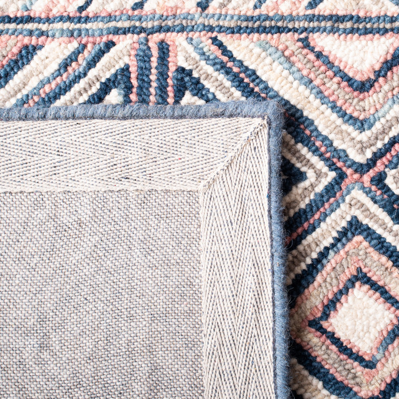 Diep Hand Tufted Wool And Cotton With Latex Geometric Rug, Rectangle 4' x 6'