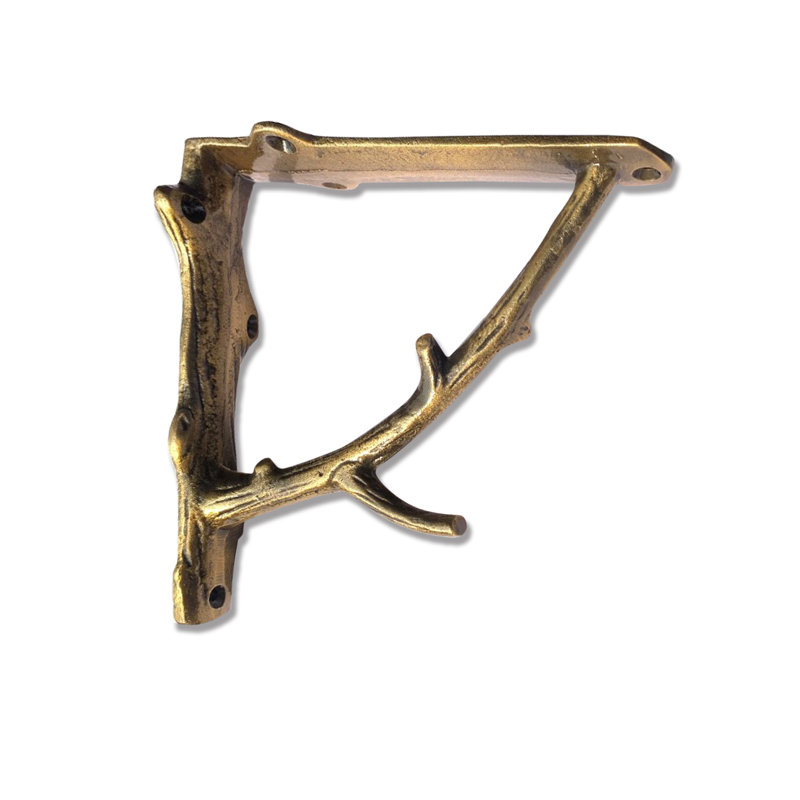 Branch Wall Shelf Bracket, Antique Brass
