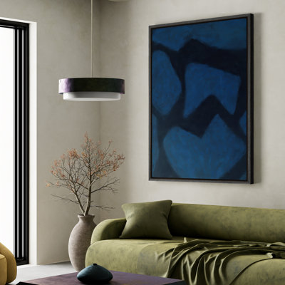 Framed Canvas Wall Art -Black Geometric Abstract Wall Prints for Bedroom - 16"x24"