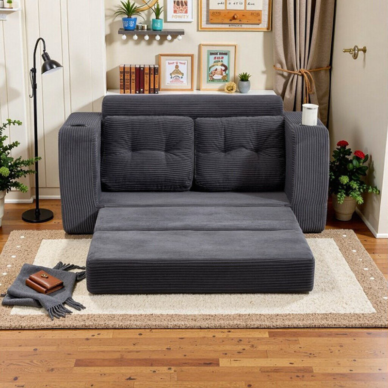 Canapé-lit convertible 2-en-1 avec mousse à mémoire de forme, canapé de plancher pliable pour le salon et la chambre à coucher