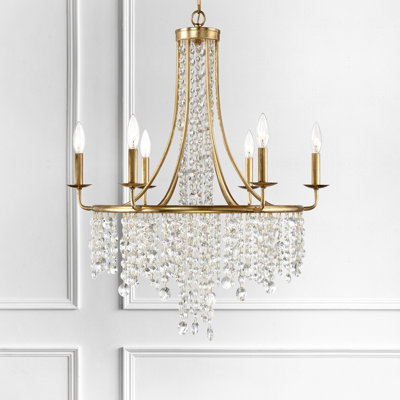 Lustre en roue de chariot à 6 lumières de style bougie avec détails en cristal Mardis