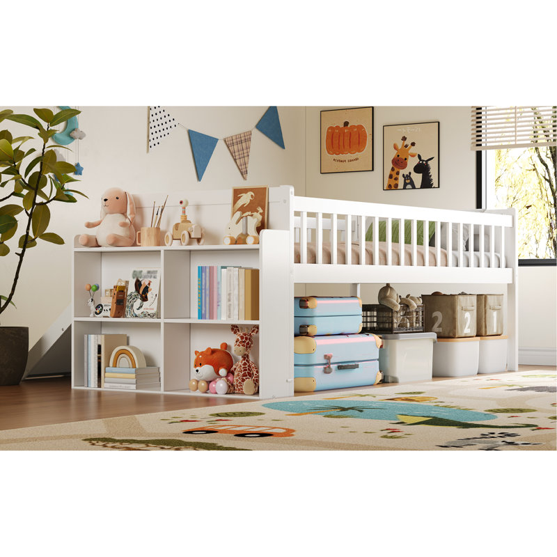 Structure de lit simple avec rangement, avec glissières de sécurité et plateforme, lit de taille blanche, sans sommier, assemblage, tablette de cadre 85,4 x 41,9 x 34,1 po, taille, capacité de l'avant droite de 350 lb