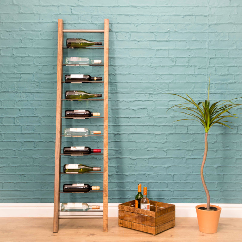 Elle Solid Wood Floor Wine Bottle Rack in Brown