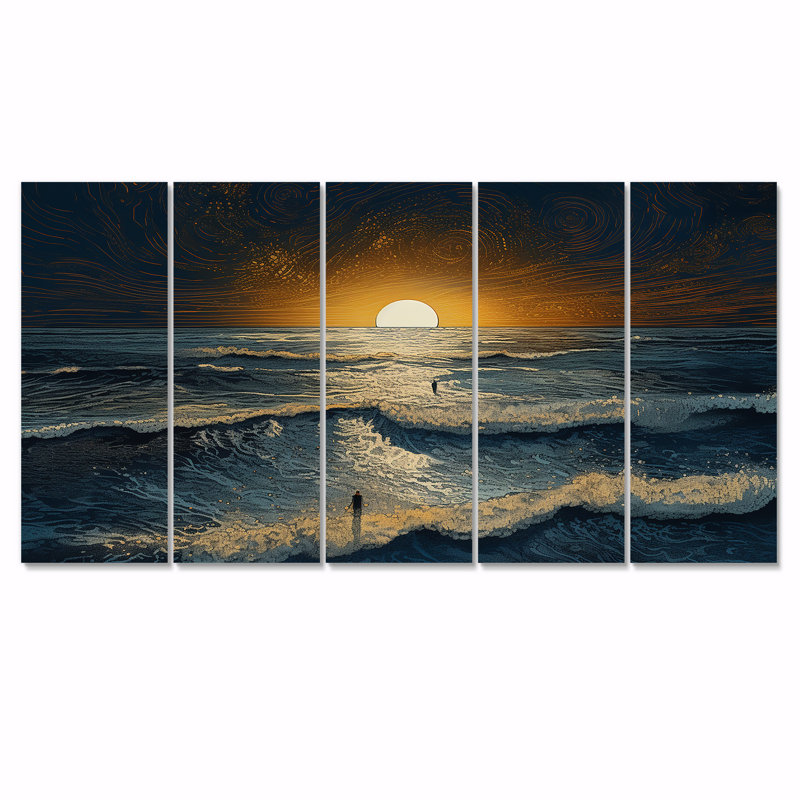 Rubenstein - Ensemble d'art mural plage et océan 5 pièces, H 28 po x l 60 po