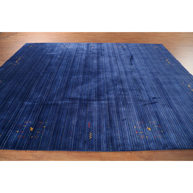 Tapis tribal rayé bleu Gabbeh 9