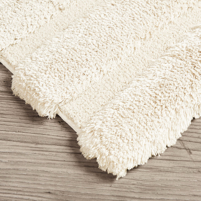 Tapis pour salle de bain l 24 po x L 58 po, rayé, lustré, doux, lavable à la machine 24 x 58 po 100%, teint