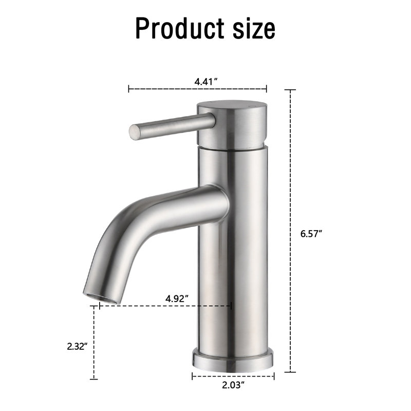 Robinet de salle de bain monocommande, Nickel brossé