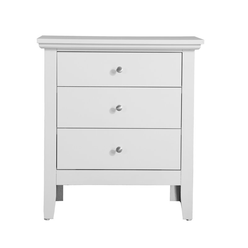 Hammond 3-Drawer White Wood Nightstand