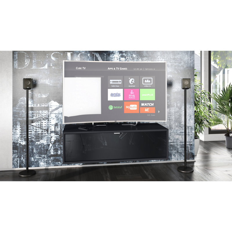 Mccaffrey Unfinished TV Stand for TVs up to 55", Black/Black High Gloss