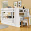 Lit superposé double au-dessus de double avec bureau, tablettes et lit gigogne-602060377